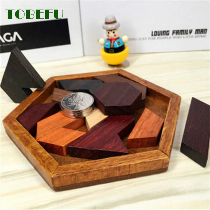 Wooden Geometric Shape Jigsaw Board Puzzles Kids Brain Teaser