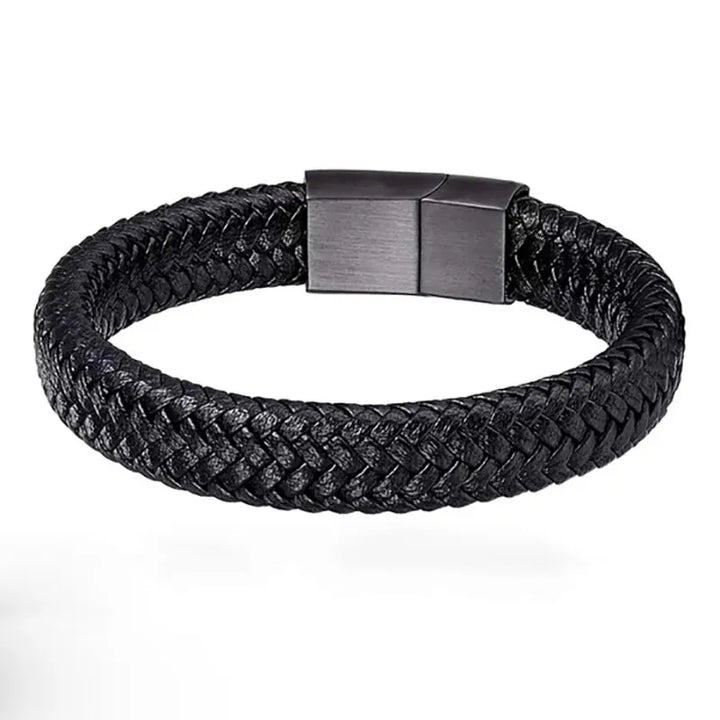 Black PU Leather Magnetic Bracelet Men's