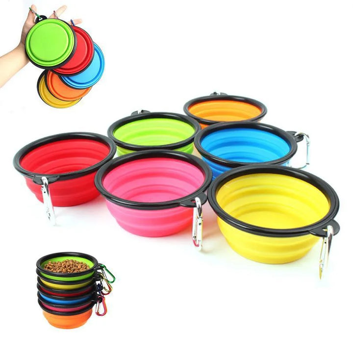 Folding Portable Silicone Dog Feeder Bowl 2 In 1