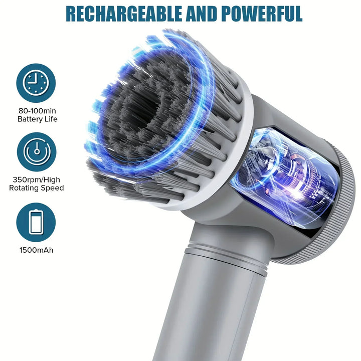 Electric Cleaning Brush with 6 Replaceable Heads