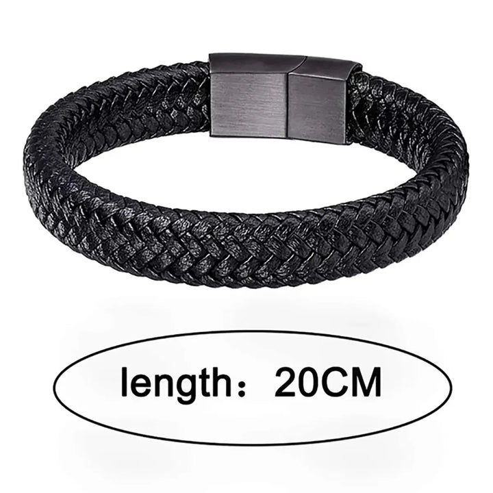 Black PU Leather Magnetic Bracelet Men's