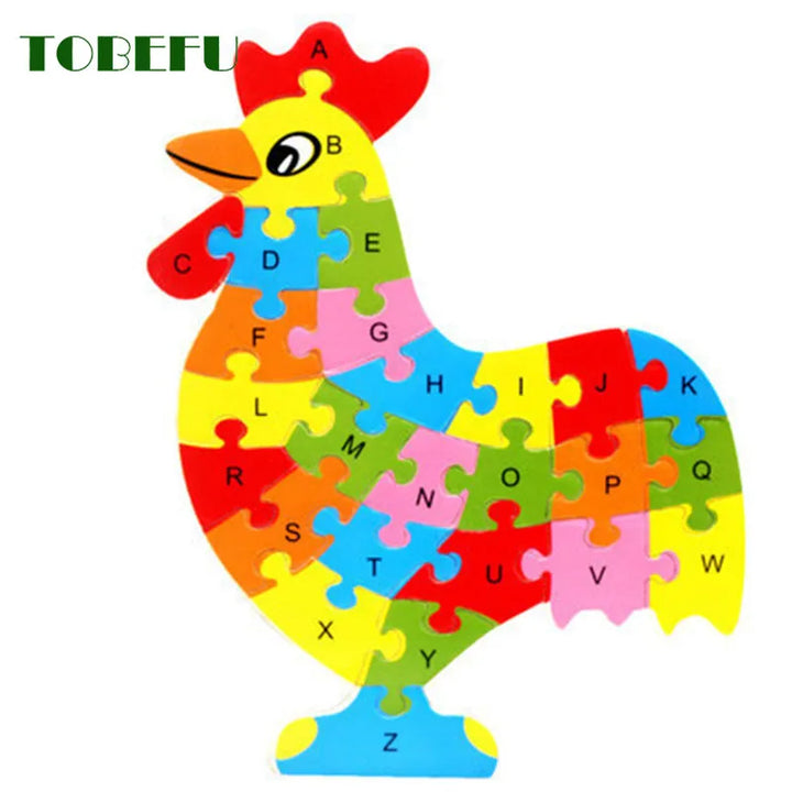 Children Cognition Intelligence Toy, Wood Animal Puzzle