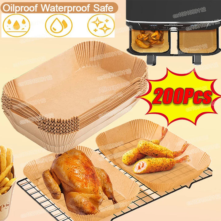 100/50PCS Rectangle Air Fryer Paper Square