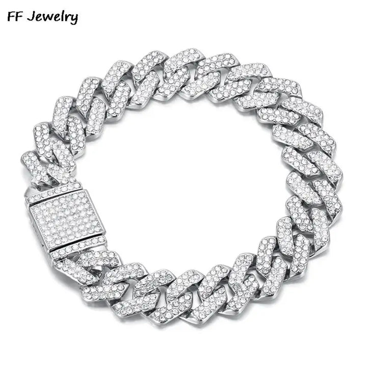 Cuban Bracelet With Crystal Links