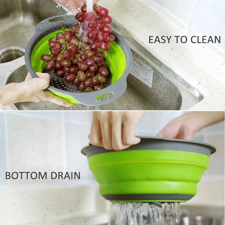 1/2pcs Silicone Round Folding Drain Basket