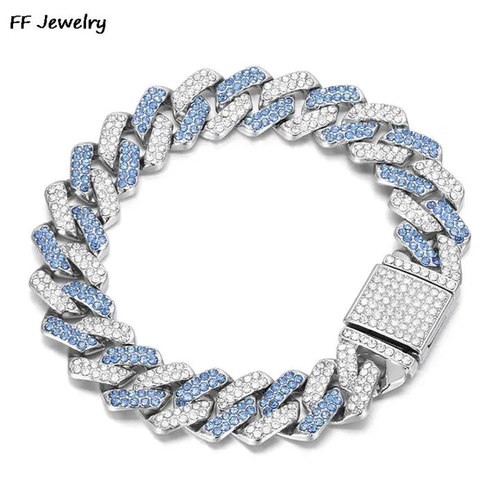 Cuban Bracelet With Crystal Links