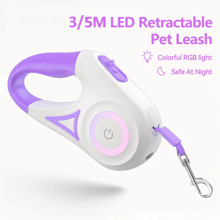 3/5M Automatic Dog Leash Retractable LED