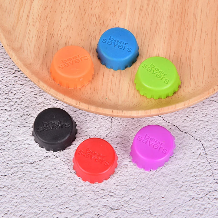 6 Pcs Silicone Beer Bottle Cap Reuse Practical Colorful