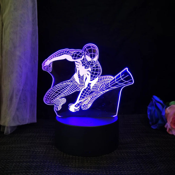 Spiderman 3D Acrylic Night Light USB Stereo LED