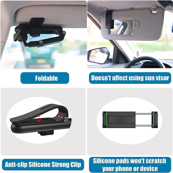 NEW Sun Visor Phone Holder for Car Multifunctional 360° Rotating