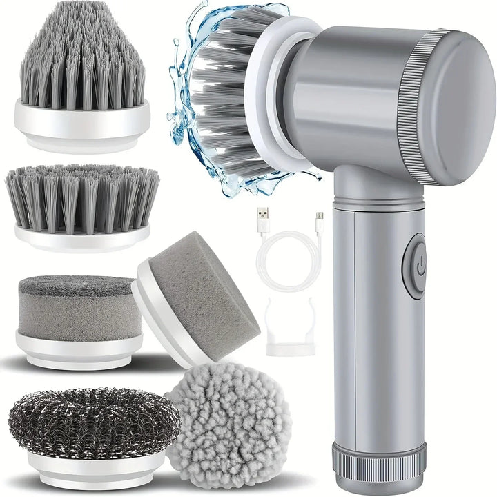 Electric Cleaning Brush with 6 Replaceable Heads