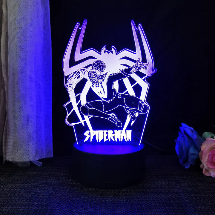 Spiderman 3D Acrylic Night Light USB Stereo LED