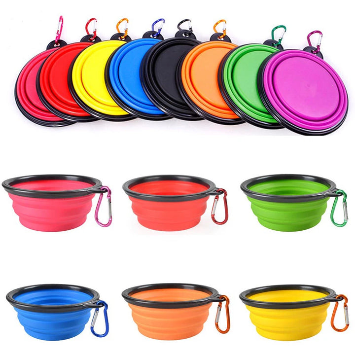 Folding Portable Silicone Dog Feeder Bowl 2 In 1