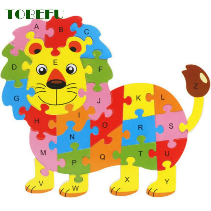 Children Cognition Intelligence Toy, Wood Animal Puzzle