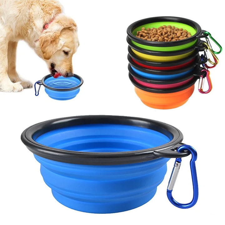 Folding Portable Silicone Dog Feeder Bowl 2 In 1